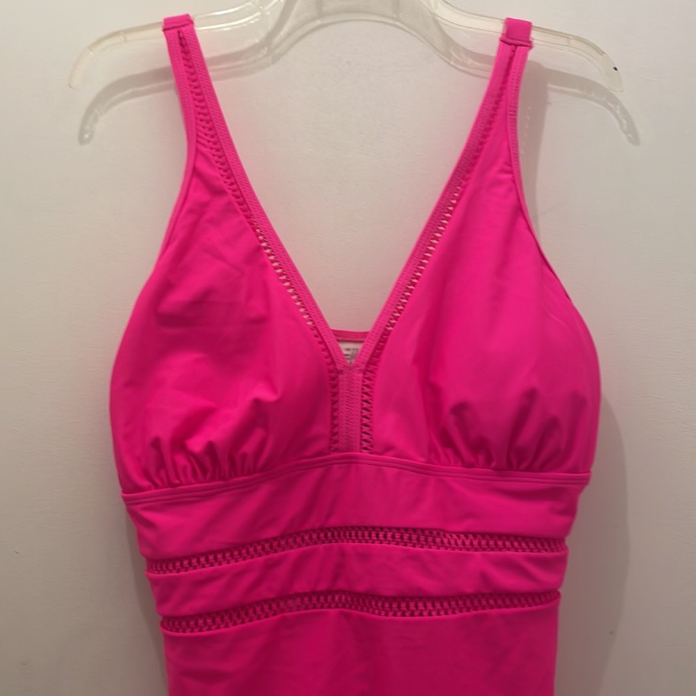 Daci mesh peekaboo hot pink ONE PIECE swimsuit 16W new - Picture 3 of 15